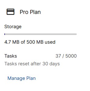 Your remaining tasks for the current 30-day window are shown on the left sidebar of the workspace.
